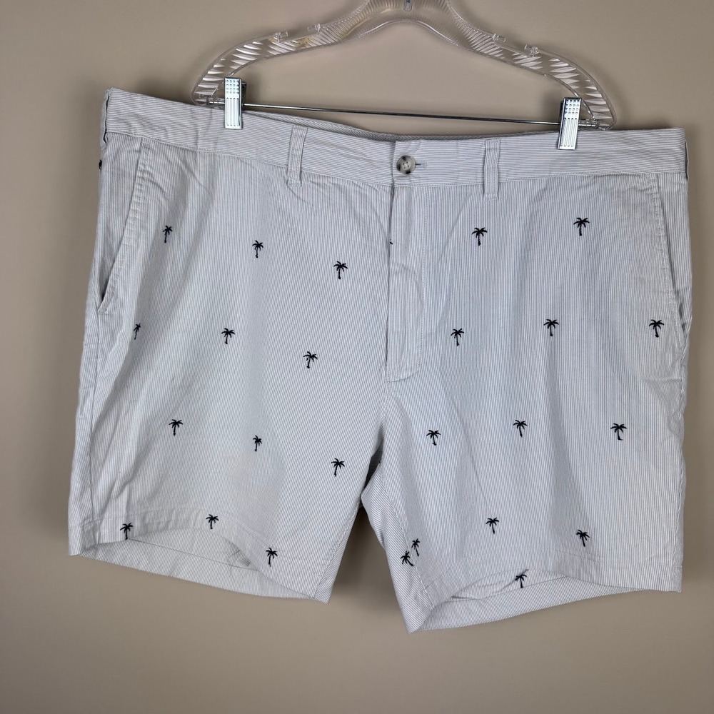 Bonobos Pin Striped‎ Palm Tree Embroidered Shorts Casual Menswear